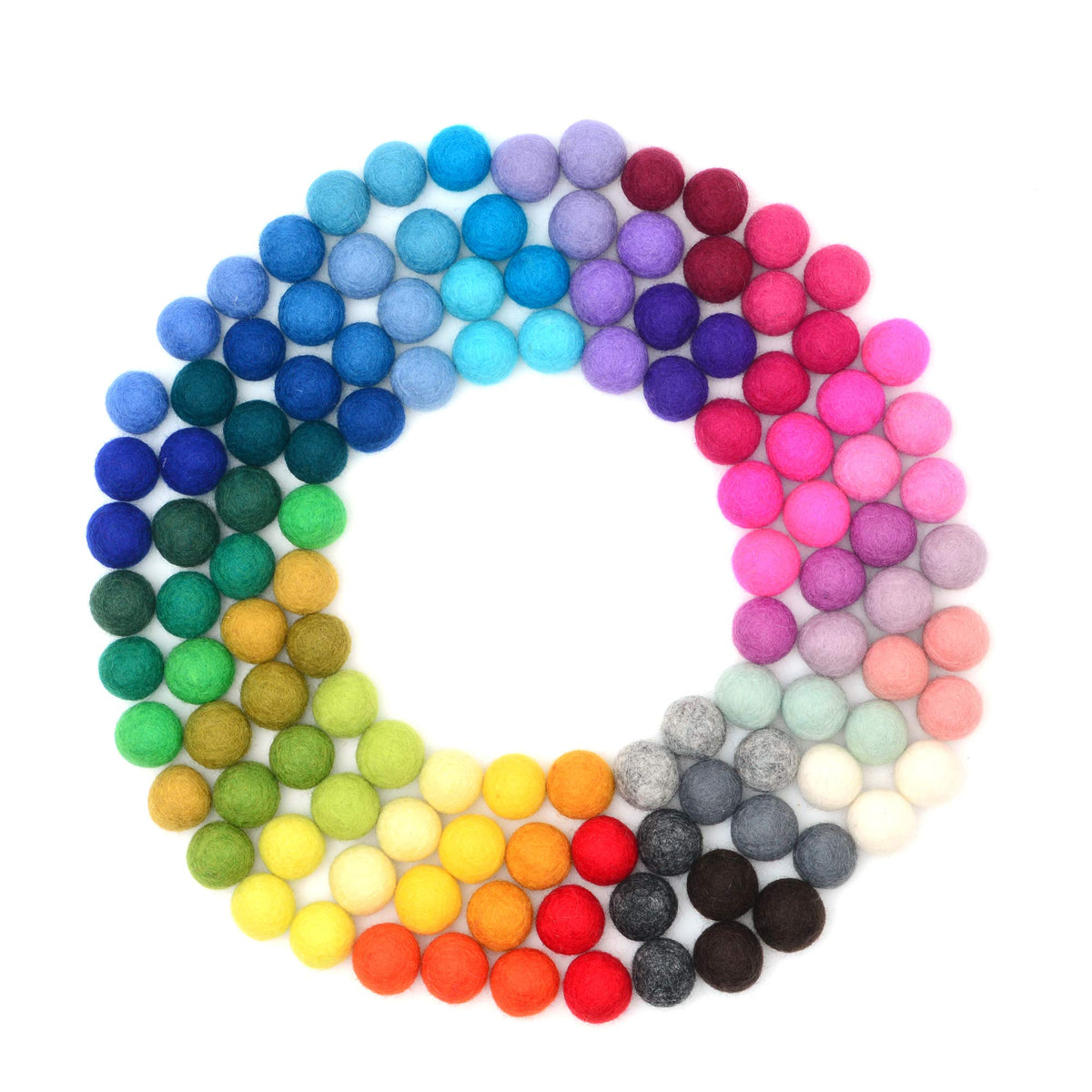 Glaciart One Felt Pom Poms, Wool Felt Balls (120 Pieces) 2 cm, Handmade Felted 40 Color (Red, Pink, Blue, Yellow, Black, White, Pastel and More) Bulk