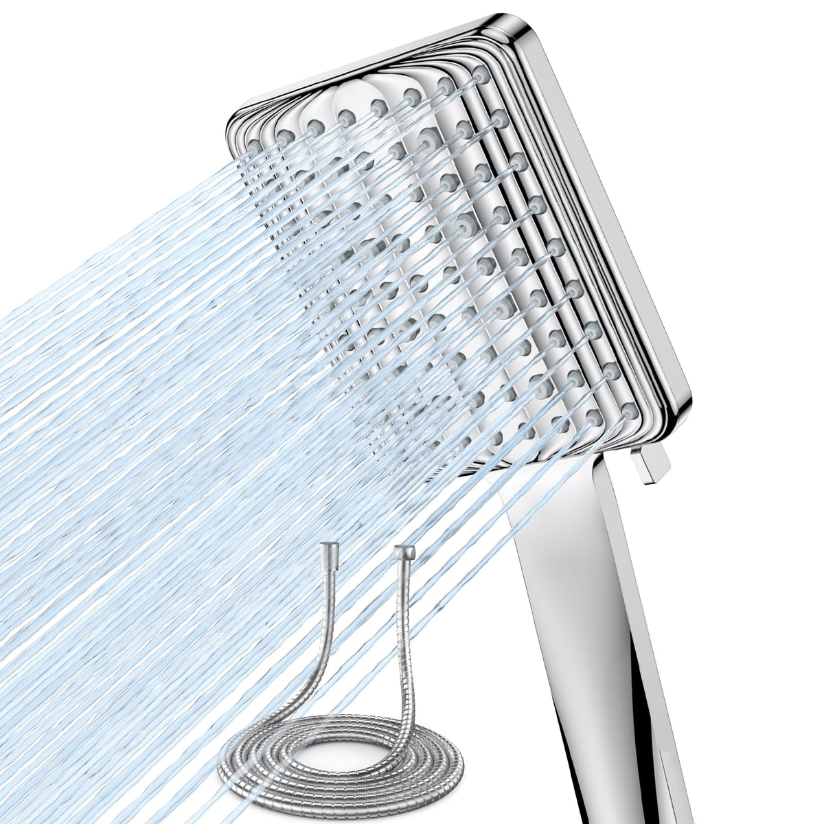 VOXON Shower Head and Hose Set, High Pressure Shower Heads with 6 Spray Modes, Power Water Saving ShowerHead, Square Shower Head, Handheld Large Rain