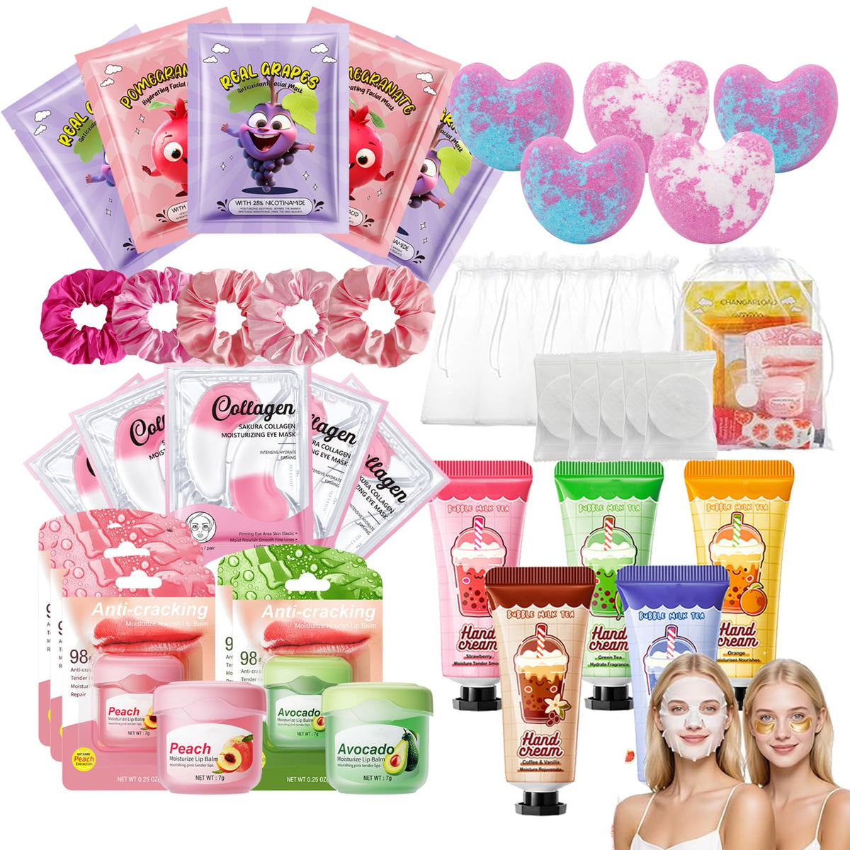 Sleepover Kit,Sleepover Party Supplies For Girls,40pcs/5 Set Pamper SPA Party Supplies With Facial Masks Skincare,Eye Patches Hand Cream,Lip Balm,Foot