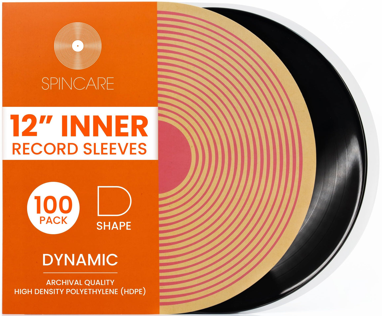 SPINCARE 100x 12 Inch Anti Static Inner Vinyl Record Sleeves | Dynamic Rounded Edge Plastic LP Sleeve | Replace Cardboard PVC & Paper Sleeves |