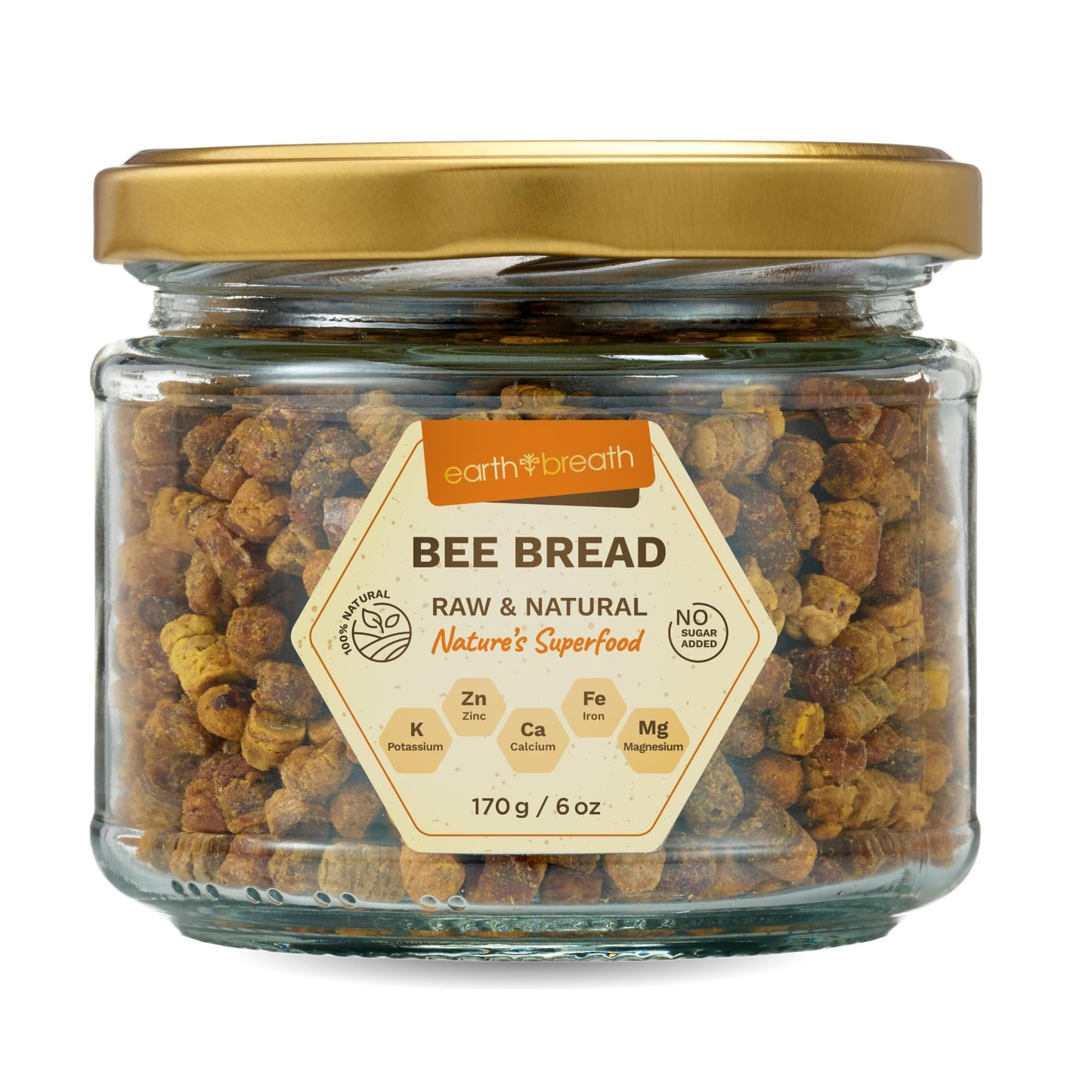 Earthbreath Bee Bread - 170g Pure Raw Natural Perga/Ambrosia | Naturally Fermented Bee Pollen Provides Immunity Support | Beebread Free from Any