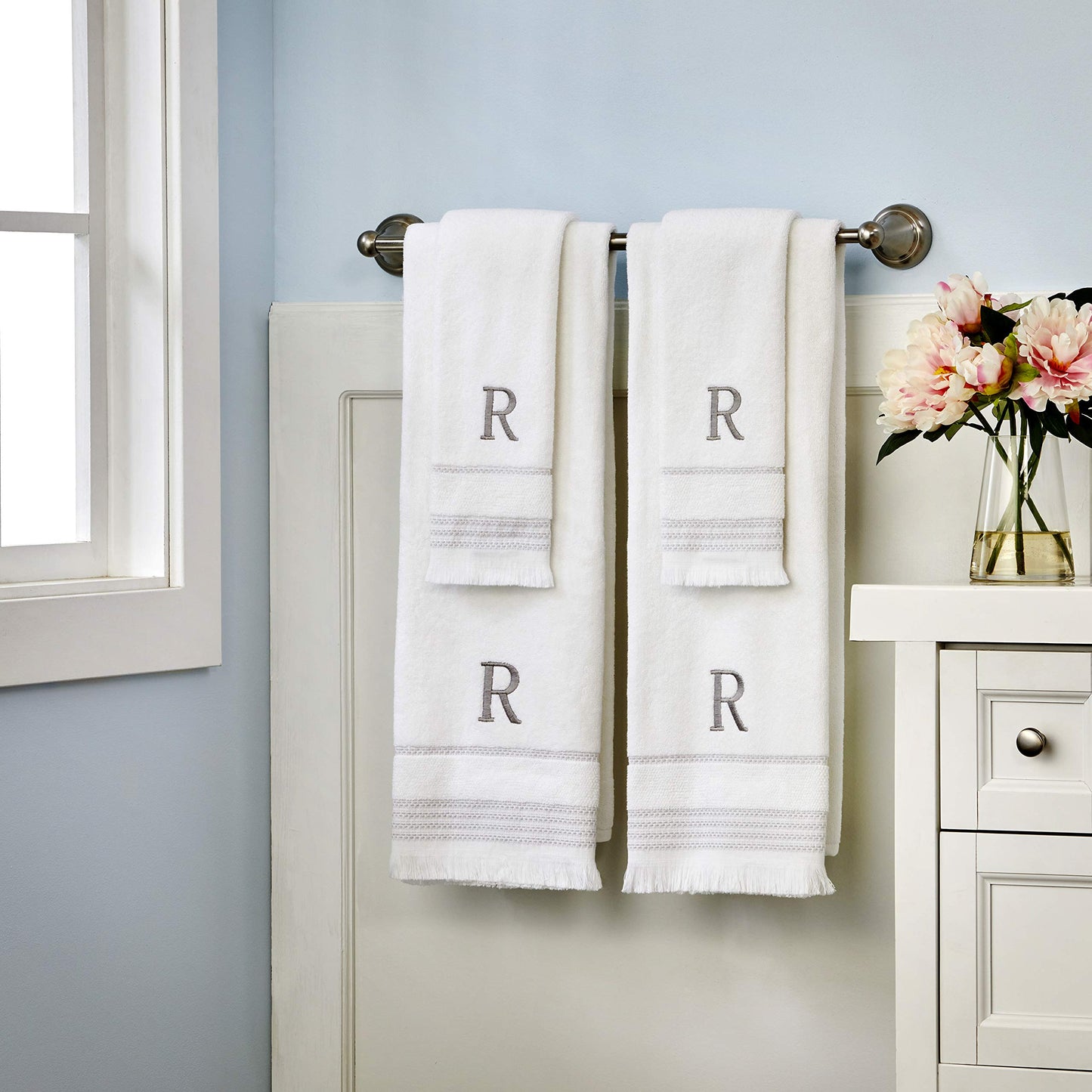 SKL Home Casual Monogram Bath Towel, D, 28x54