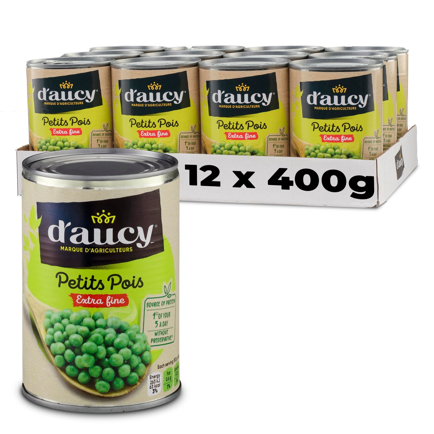 D'aucy Very Fine Peas 400 g (Pack of 12)