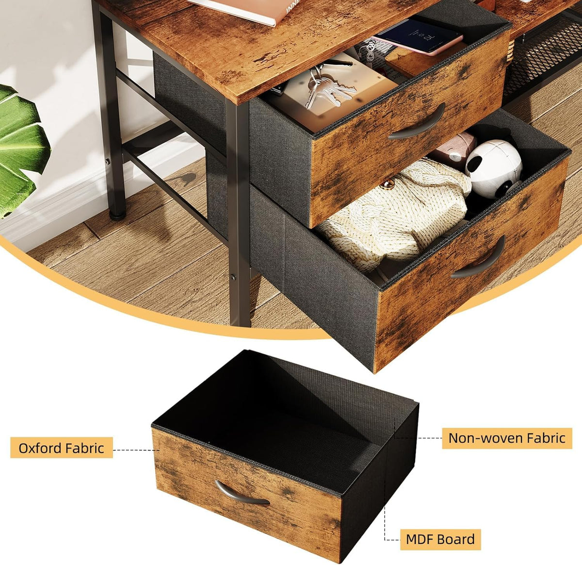 CAIYUN TV Stand with Storage, TV Table 63 Inch with Drawers for 65 70 Inch TV, TV Console Table, TV Bench for Living Room, Bedroom(Brown,63 Inch)