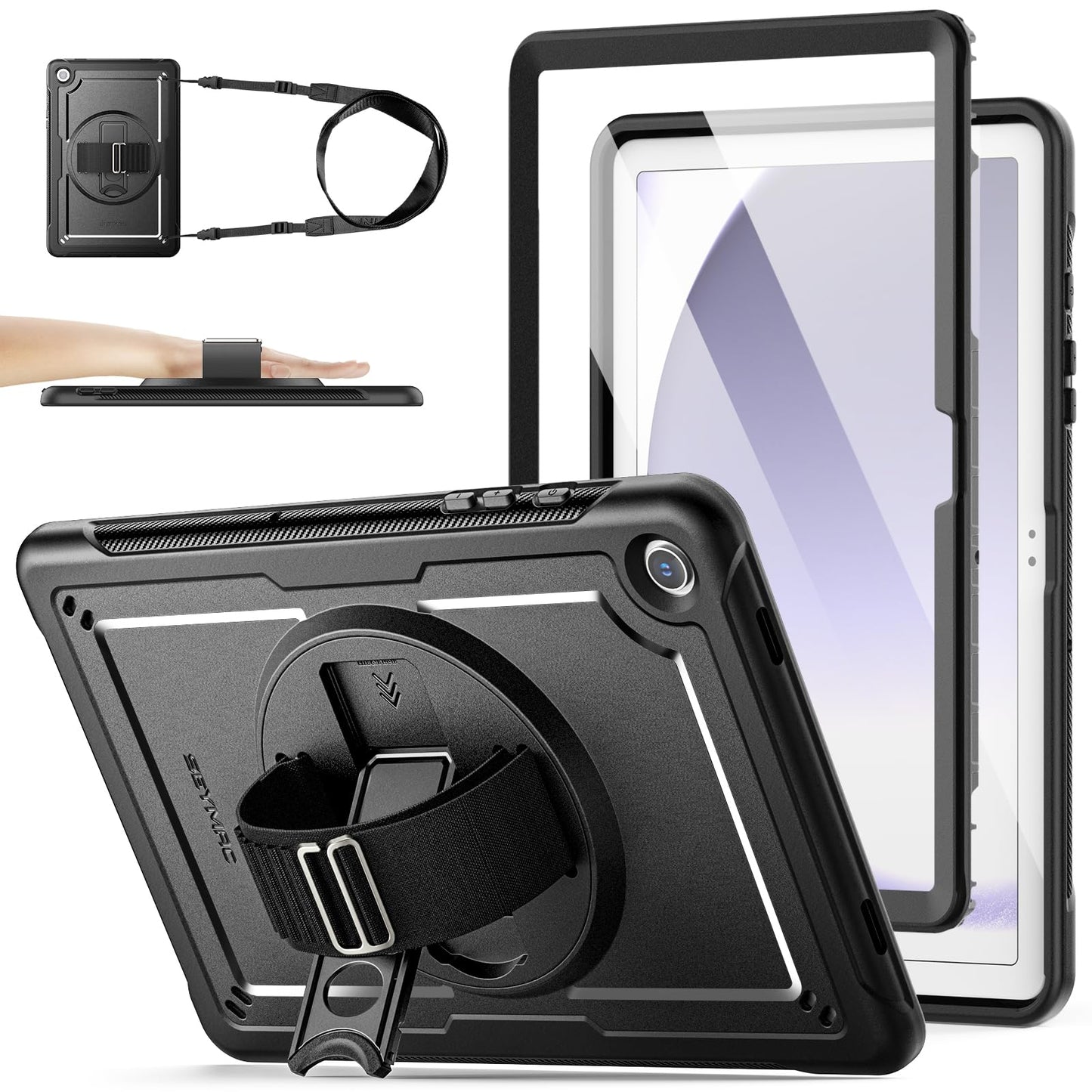 SEYMAC stock Case for Samsung Galaxy Tab A9 Plus/ A9+ Case 11 inch 2023, Frosting-Anti-Slip, Shockproof Cover with Screen Protector, 360? Rotating