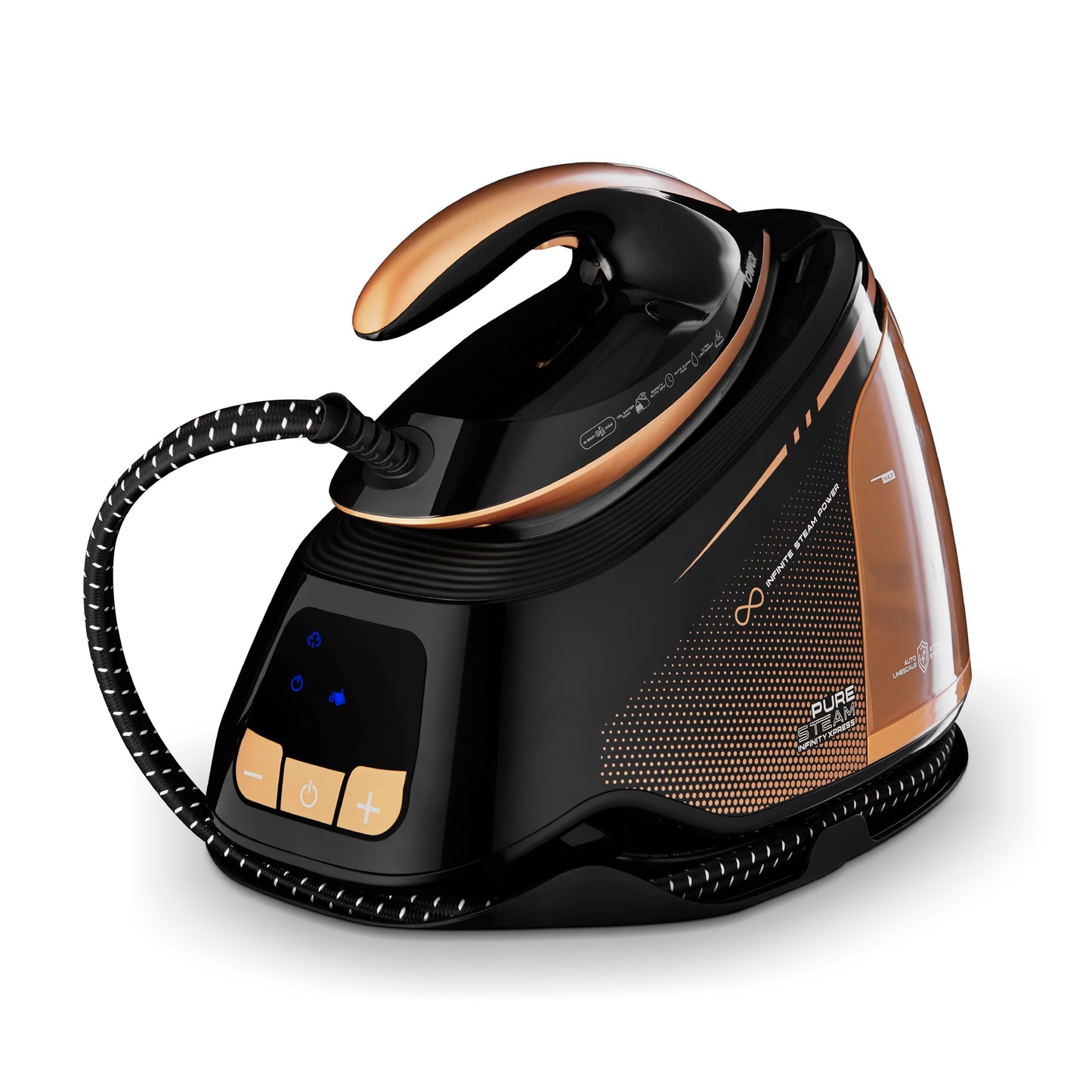 Tower T22030GLD PureSteam Infinity Xpress 8 Bar Steam Generator Iron, Ceraglide NanoElite Soleplate, AI-Auto Limescale Attack System, One Temp