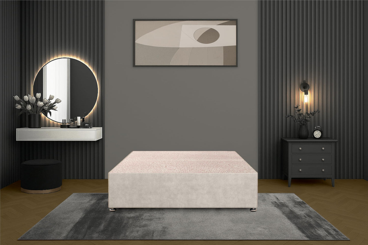 Bed Centre Flexby Divan Bed Base Only with 2 Drawers (Same Side), No Headboard - Available in 3FT, 4FT, 5FT & 6FT