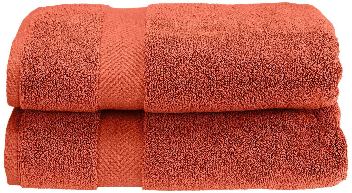 Superior Collection 100% Zero Twist Cotton Super Soft and Absorbent Bath Towel Set, Brick (Set of 2)