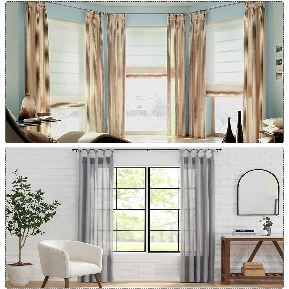 sourcing map 2pcs Corner Curtain Rod Connector, 90 Degree Window Curtain Rod Corner with Hex Wrench for 1 Inch OD Bay Window Curtain Rods, Silver