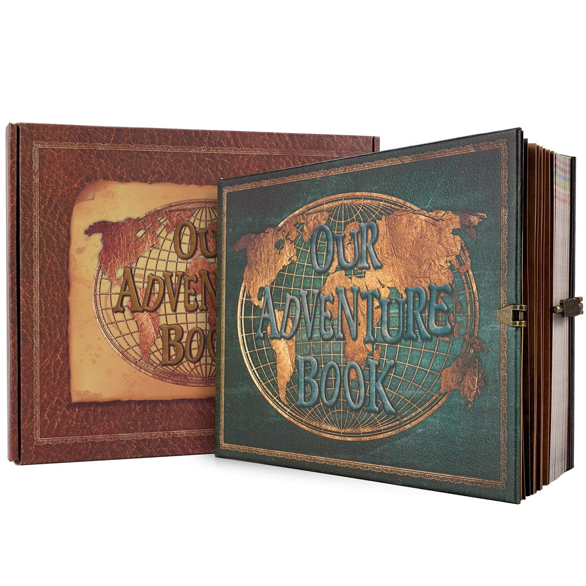 Our Adventure Book Scrapbook Photo Albums with 180 Pages Embossed Words Hard Cover Travel Book,Guest Book for Anniversary, Christmases, Valentines'