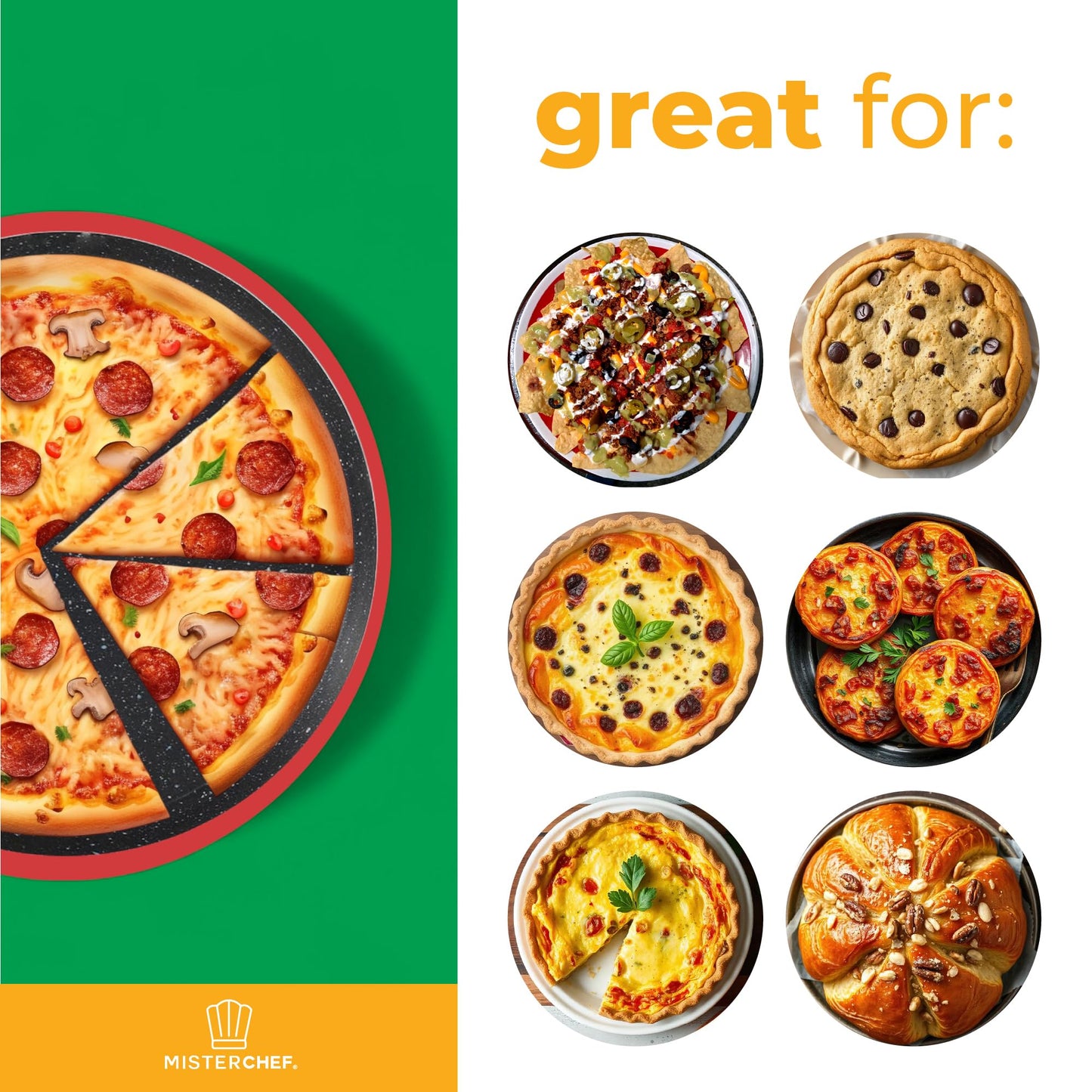 MisterChef Pizza Maker 1450W Ceramic Plates, 12 Inch / 30cm, 2,3 Metal, Free Recipe Book, Red