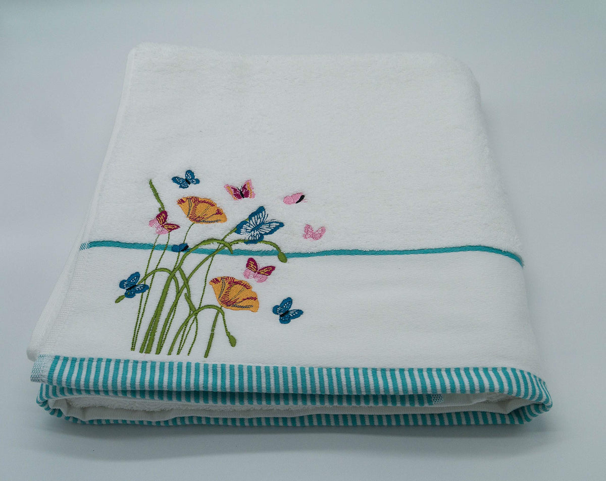Lex's Linens Floral & Butterfly Embroidered Towels Bath Sheet