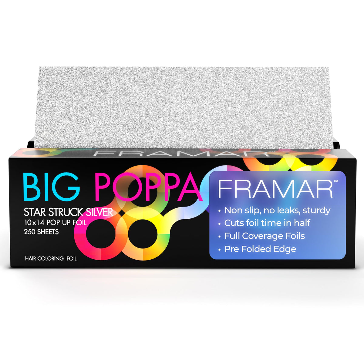 FRAMAR Silver Embossed Pop Up Hair Foil, Hair Foils for Highlighting, Foils for Highlights, Hairdressing Foil for Hair Highlights, Highlighting Foil,