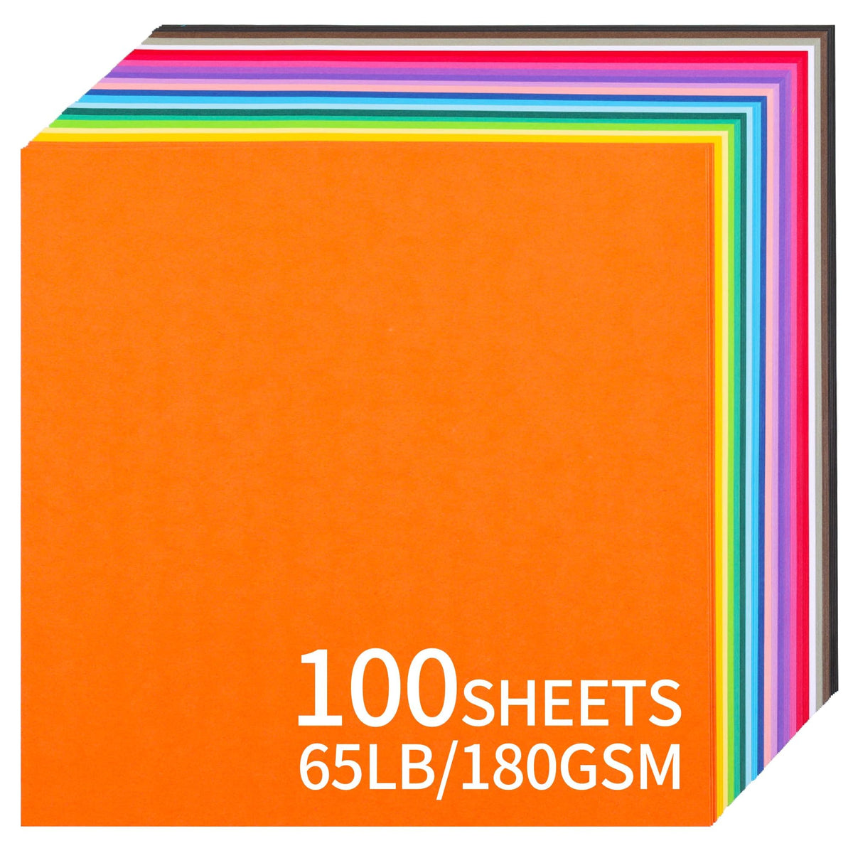 12" x 12" Coloured Cardstock - 100 Sheets Card Paper 20 Colors 180gsm 65lb 30.5?30.5cm Card Pack for Card Making, School Projects, Art & Craft