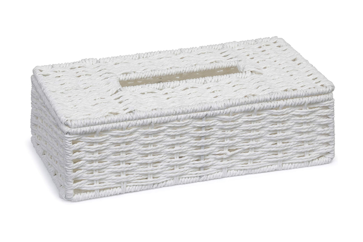 Arpan Eco-Friendly White Paper Rope Rectangular Tissue Holder Box - for Hotel & Guest Houses, Office Home, Bathroom