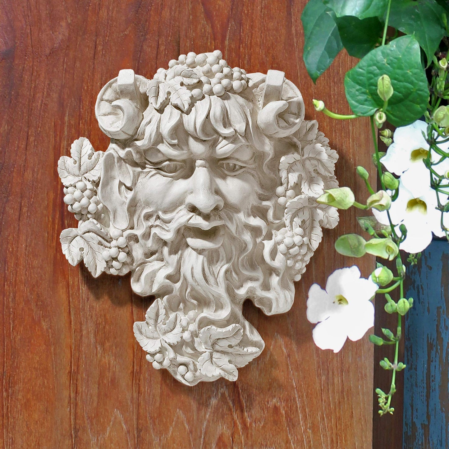 Design Toscano OS6212M Bacchus, God of Wine Greenman Wall Sculpture, Medium, 30.5 cm, Polyresin, Antique Stone