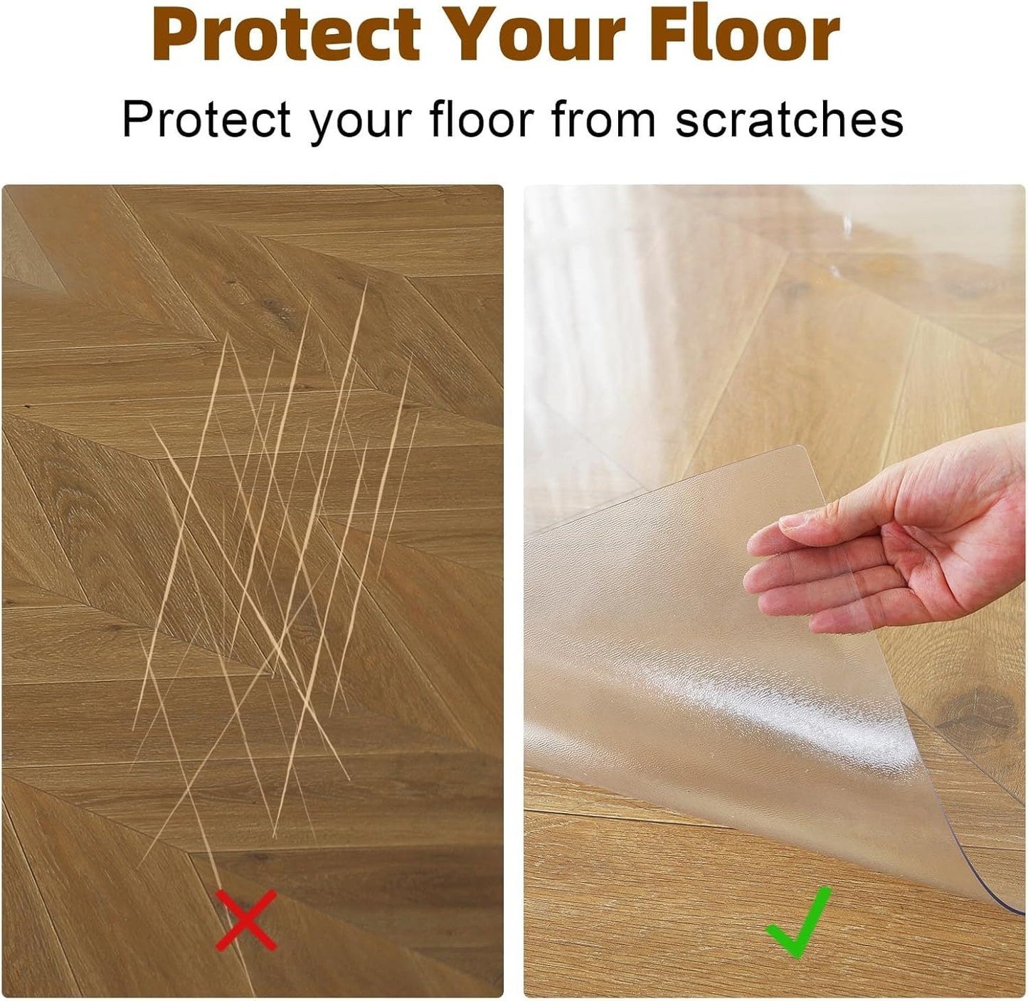 Royhom Plastic Floor Protector for 0ffice Chair, Clear Chair Mat for Hard floor, Transparent PVC Floor Mats 45x180cm, Gaming Chair Mat