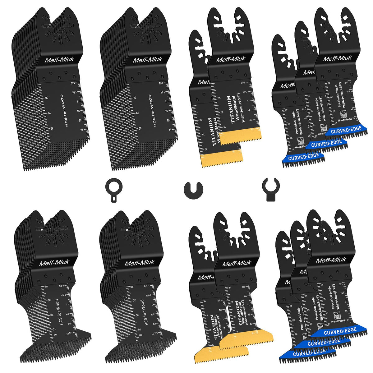 55PCS Titanium Multi Tool Blades, Universal Oscillating Multitool Blades for Wood Plastics Metal Cutting, Quick Release Oscillating Tool Accessories