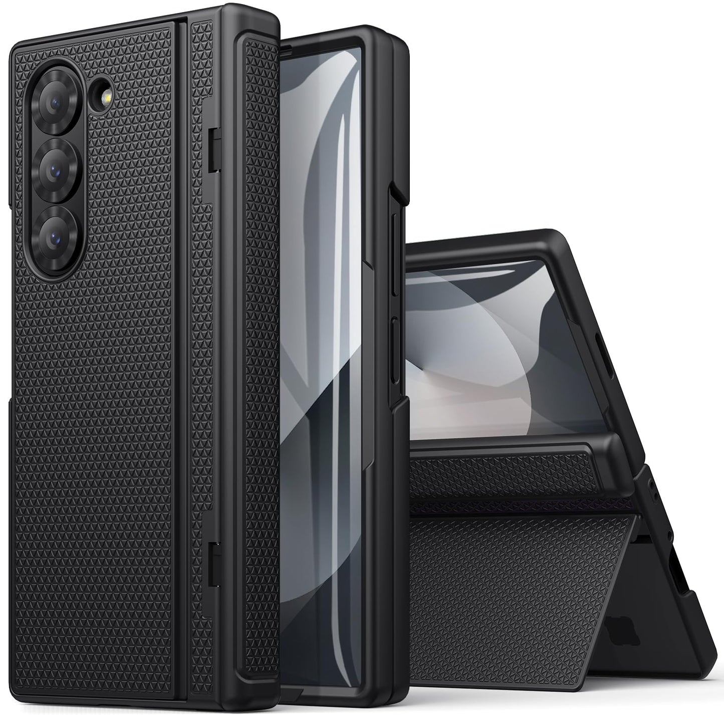 SIXBOX for Samsung Galaxy Z Fold 6 Case with Kickstand & Front Screen Protector & Hinge Protection, Slim Fit Rugged Hard 360? Full Body Cover