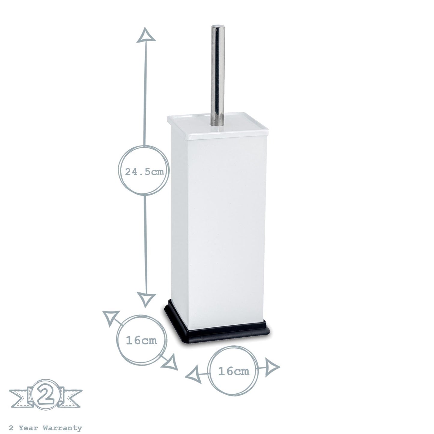 White Square Toilet Brush & Bin Set