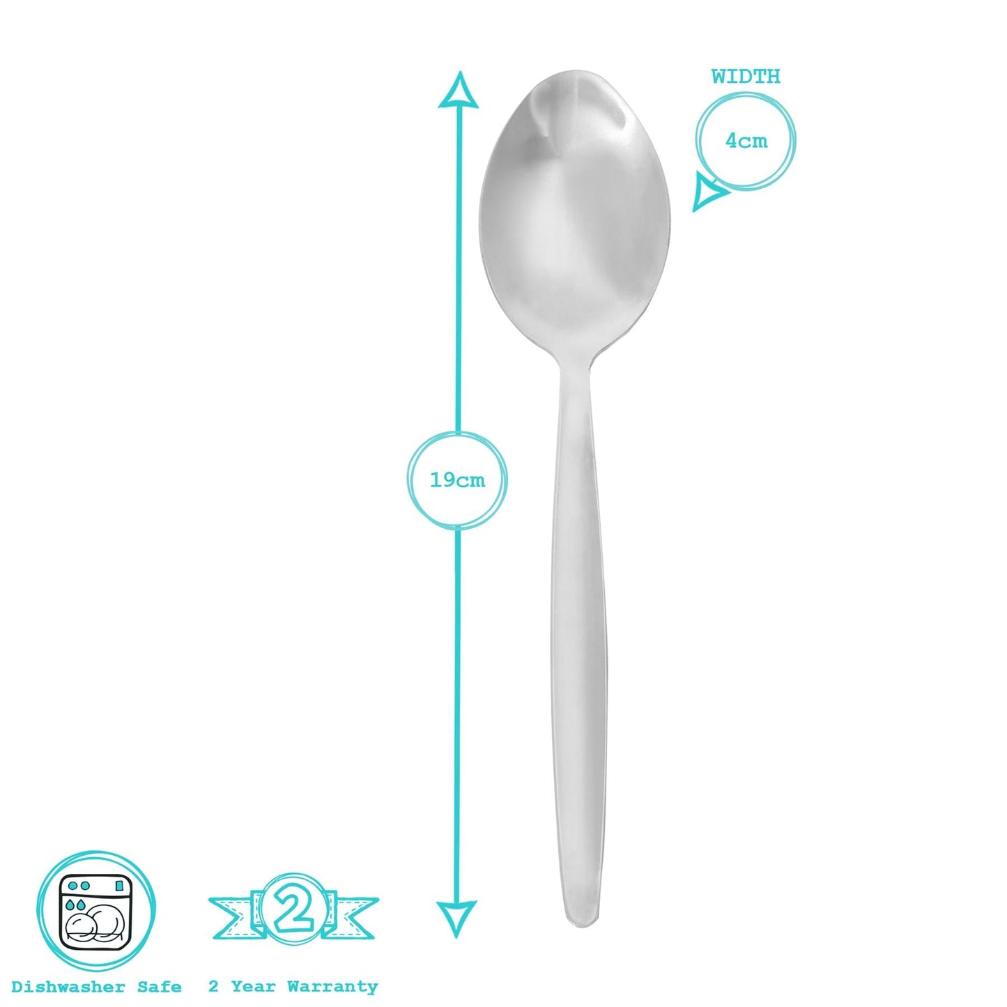 Classic Stainless Steel Dessert Spoons - Pack of 6