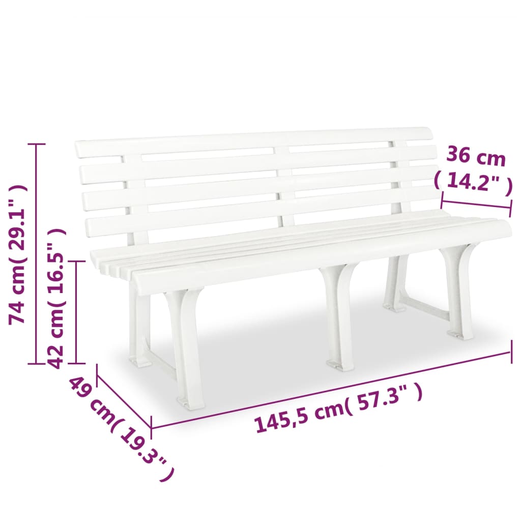 Outdoor Patio Plastic 2/3 Person Garden Bench Chair Outside Benches