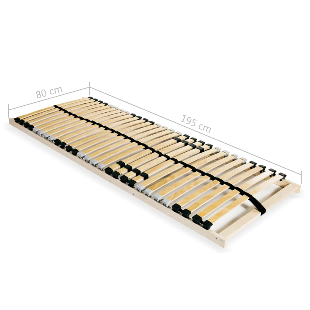 Slatted Bed Base without Mattress with 28 Slats 7 Zones 80x200 cm