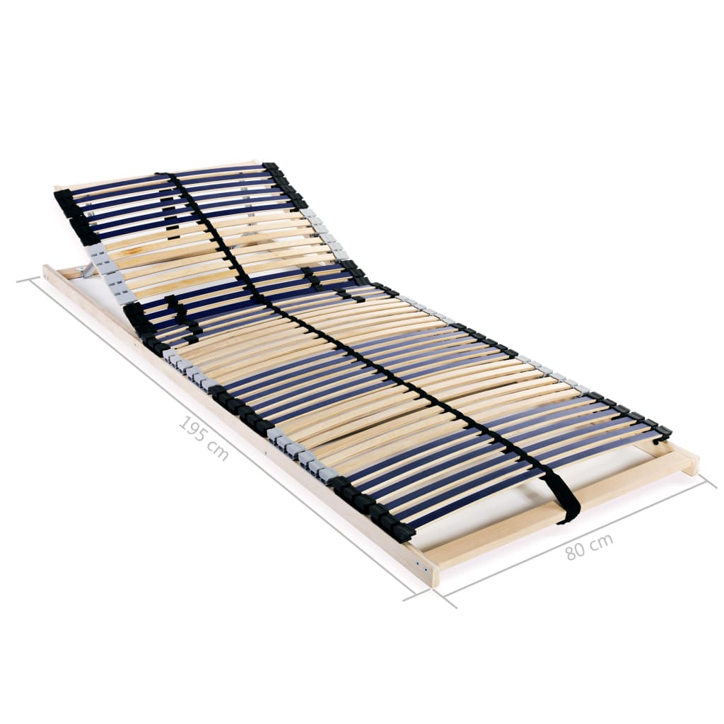 Slatted Bed Base without Mattress with 42 Slats 7 Zones 80x200 cm