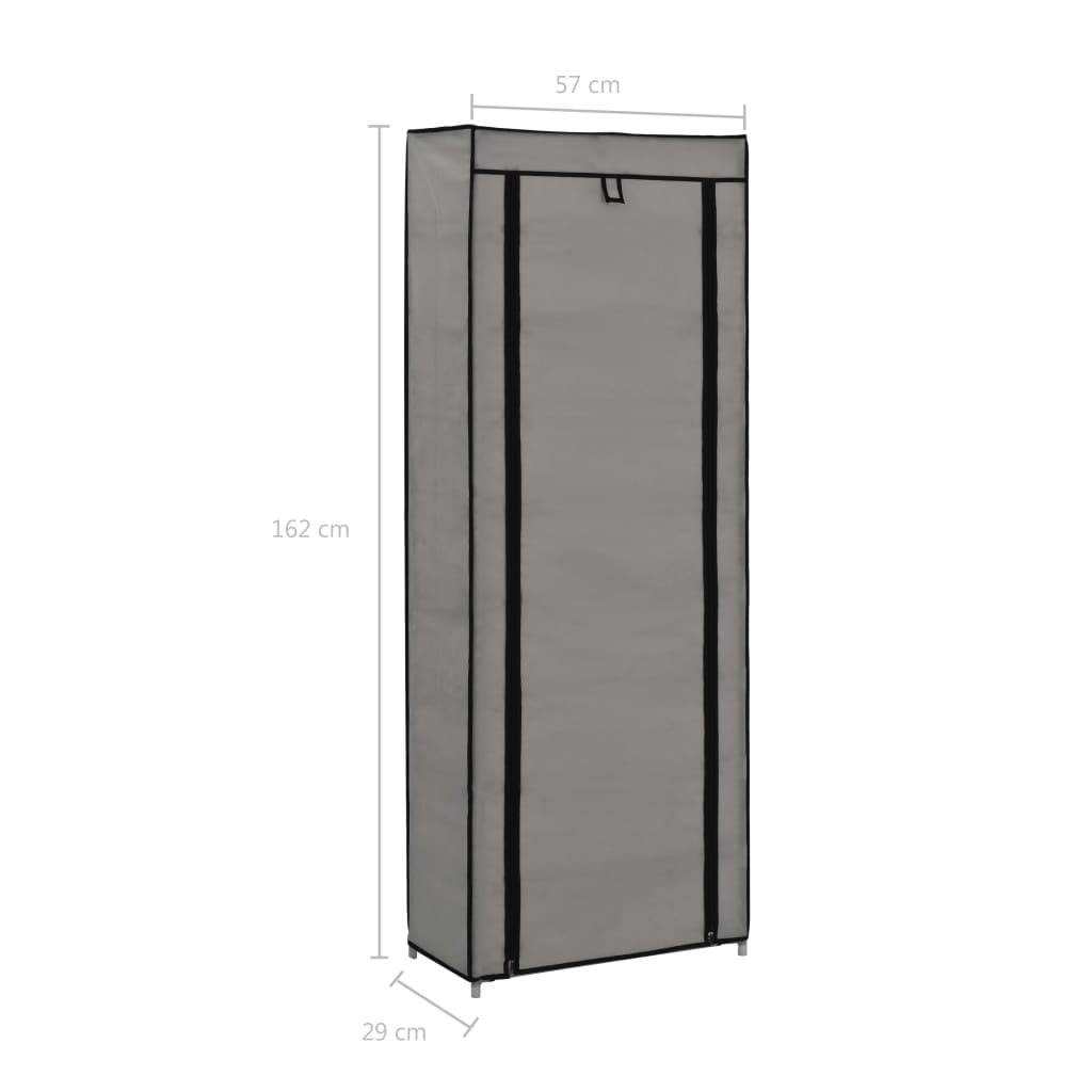 Shoe Cabinet with Cover Grey 57x29x162 cm Fabric