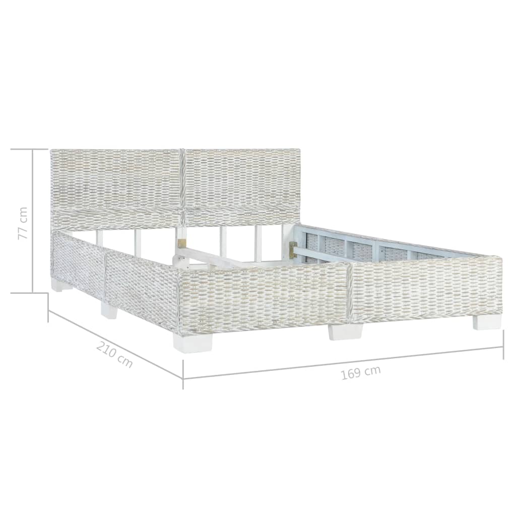 Bed Frame without Mattress Grey Natural Rattan 160x200 cm
