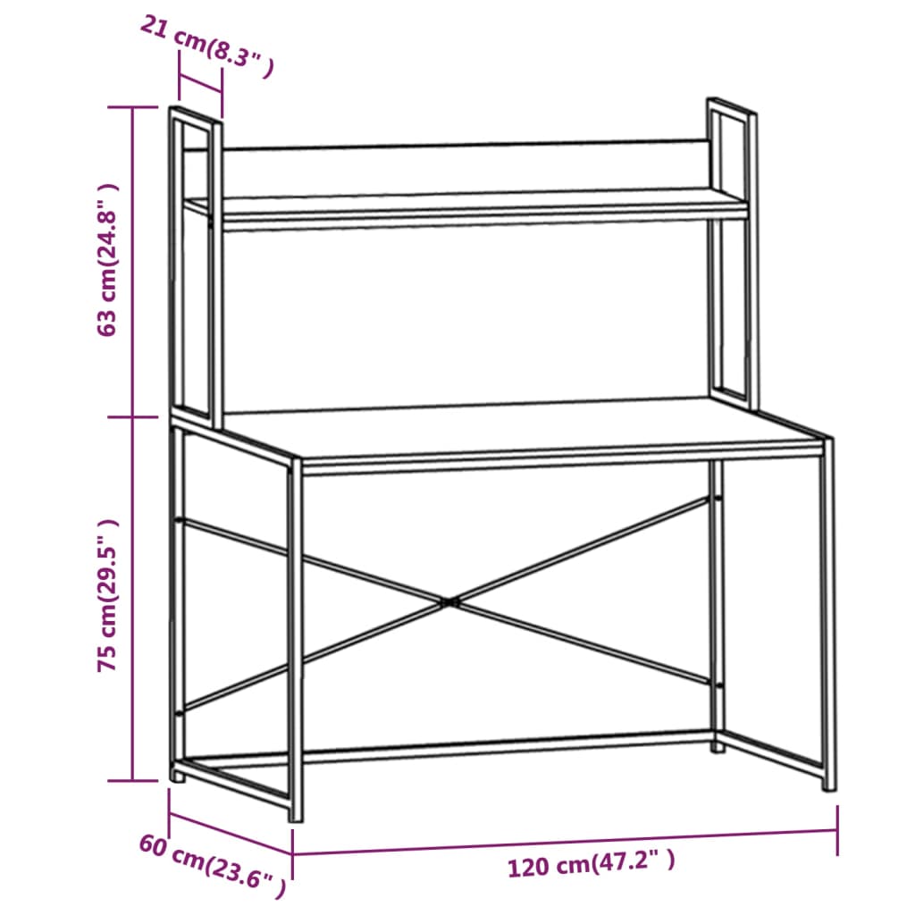 Computer Desk Black and Oak 120x60x138 cm