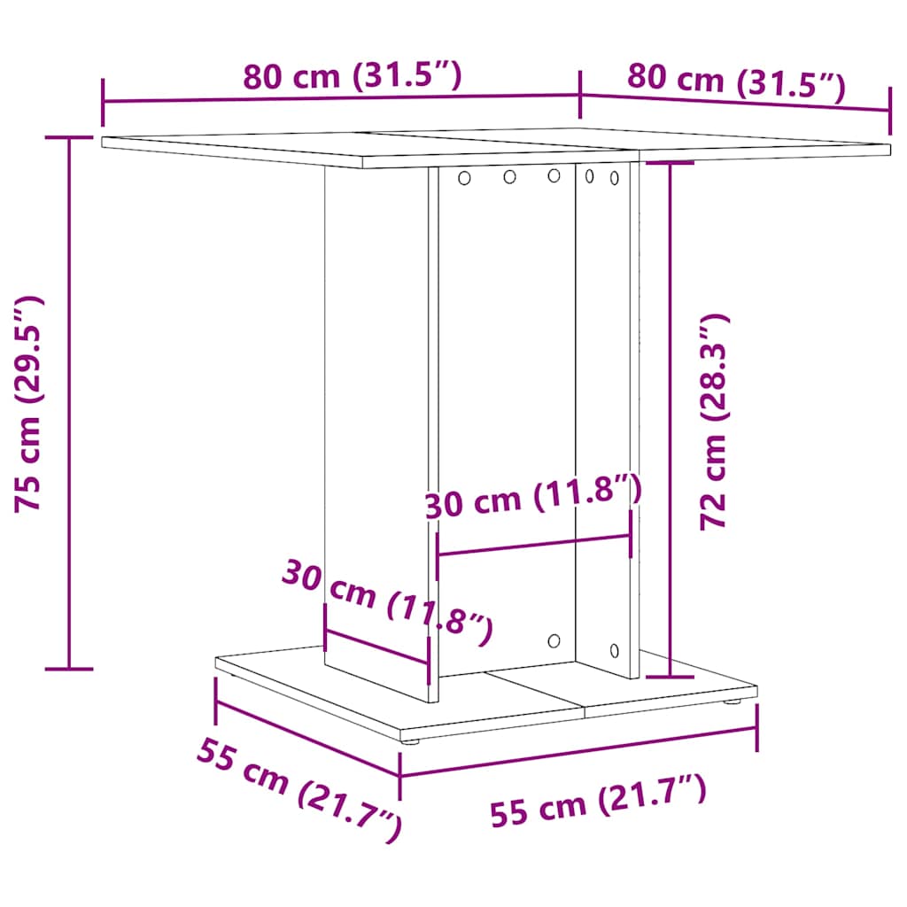 Dining Table Concrete Grey 80x80x75 cm Engineered Wood