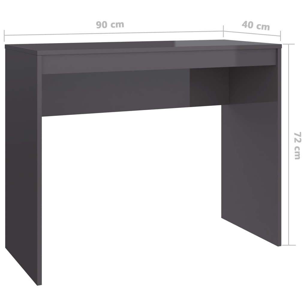 Desk High Gloss Grey 90x40x72 cm Engineered Wood