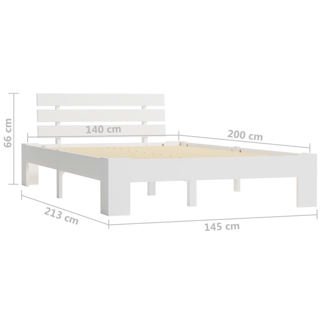 Bed Frame without Mattress White 140x200cm Solid Wood Pine