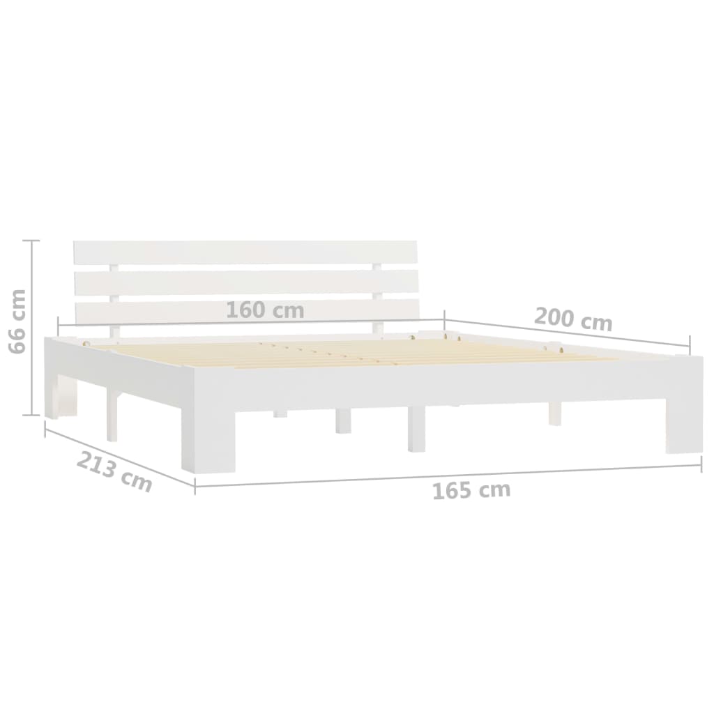 Bed Frame without Mattress White 160x200cm Solid Wood Pine