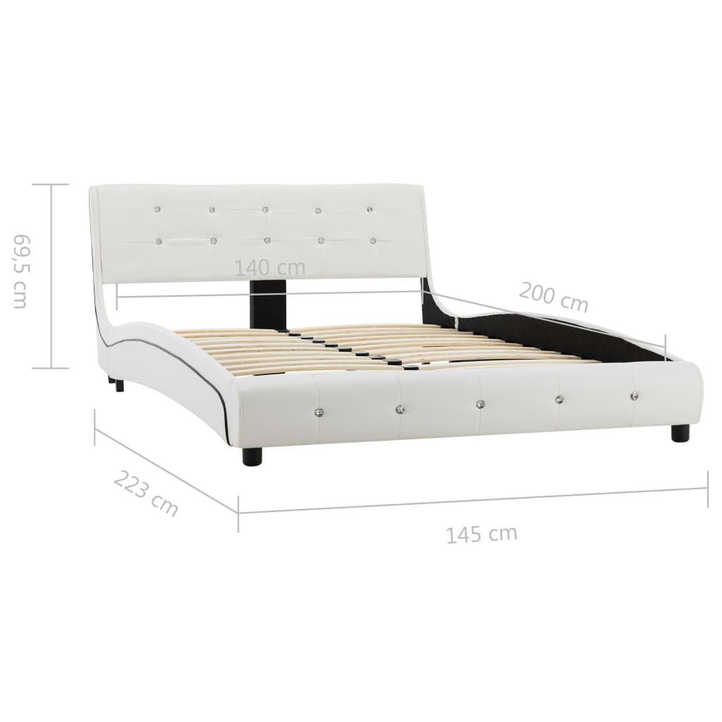 Bed Frame without Mattress White Faux Leather 135x190 cm Double