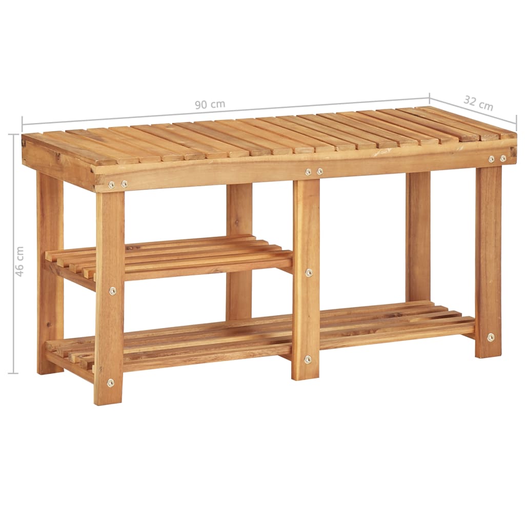 Shoe Rack 90x32x46 cm Solid Acacia Wood