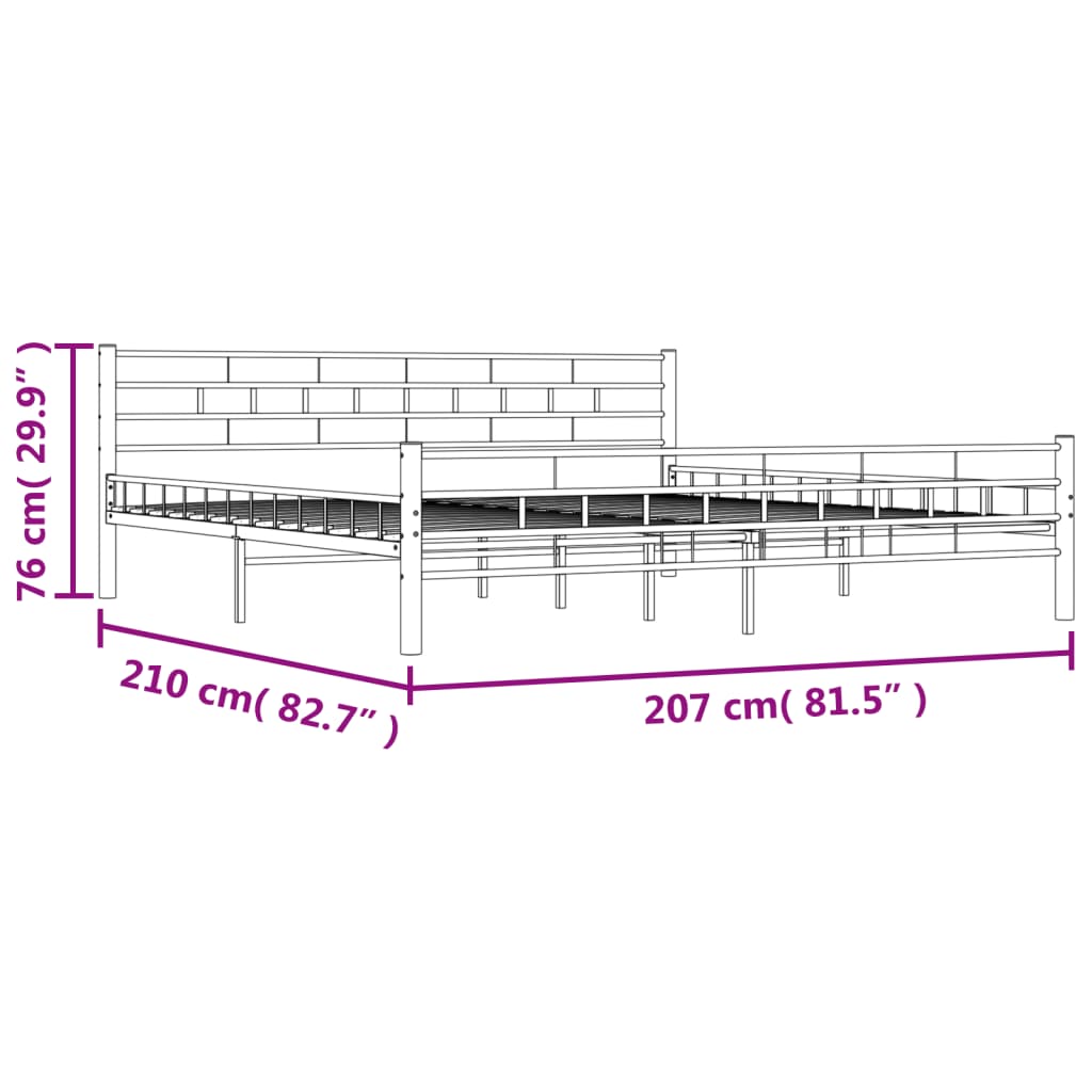 Bed Frame without Mattress Black Steel 200x200 cm