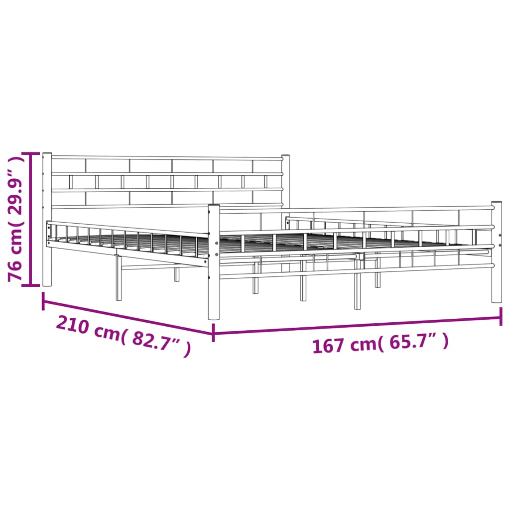 Bed Frame with Headboard White 160x200 cm Metal