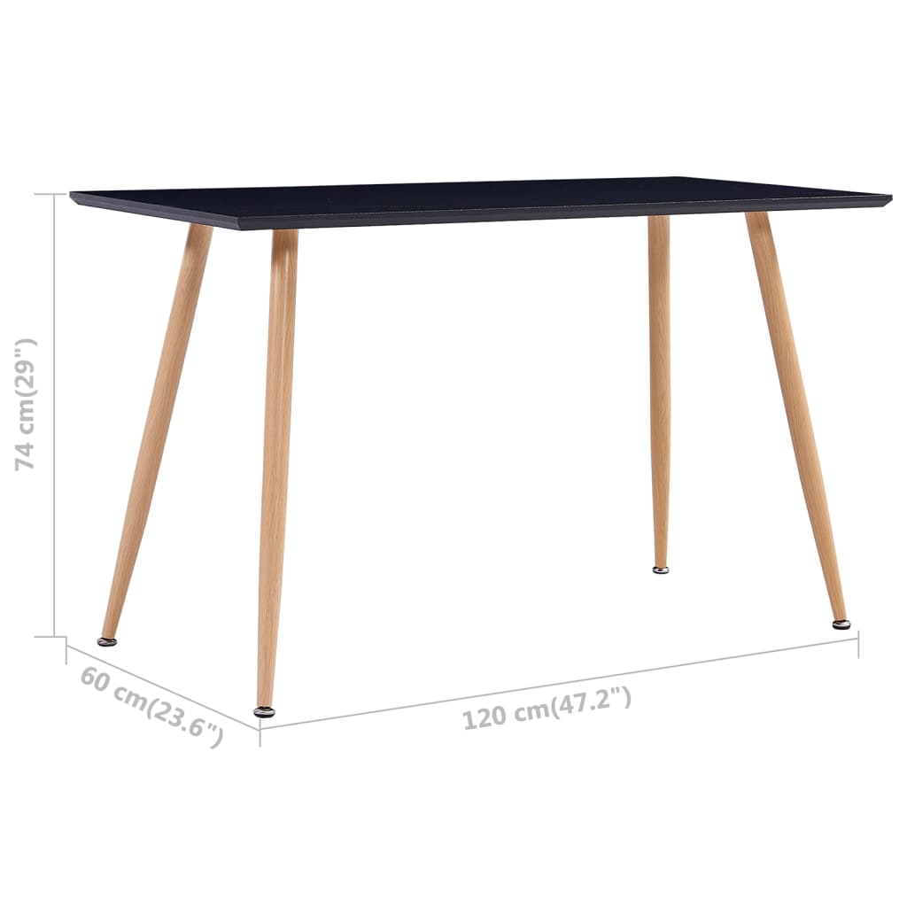 Dining Table Black and Oak 120x60x74 cm MDF