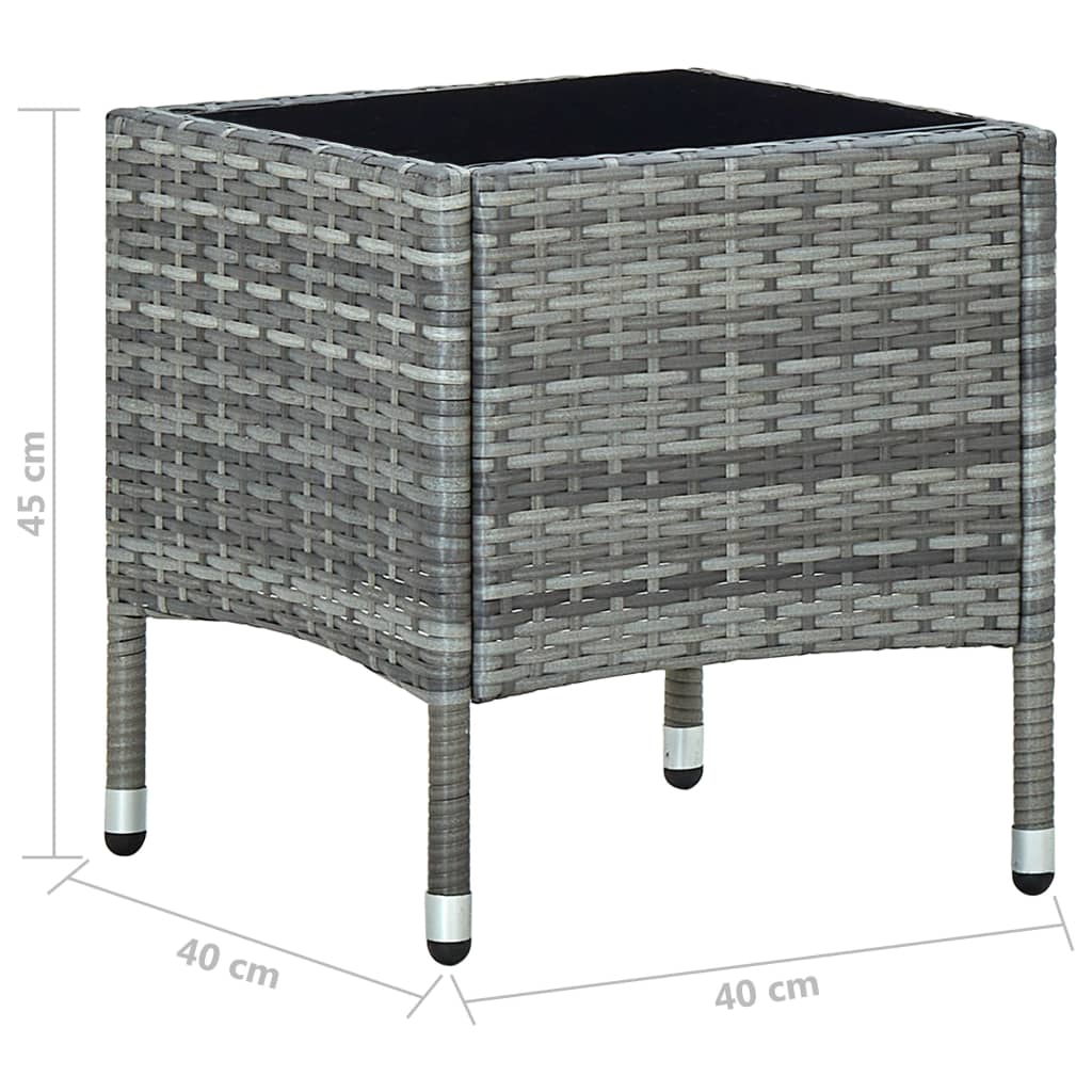 Outdoor Patio Poly Rattan Garden Side Coffee Table With Glass Top Outside Tables