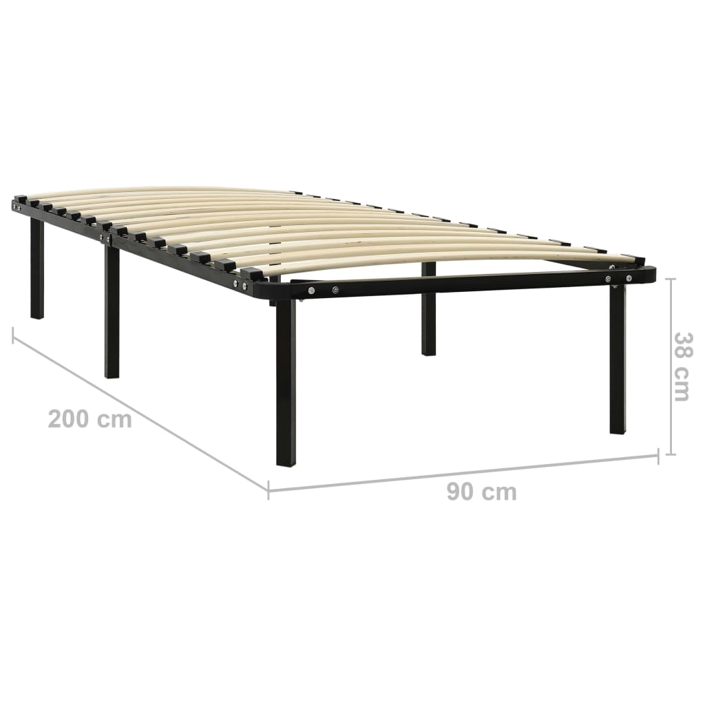 Bed Frame without Mattress Black Metal 90x200 cm