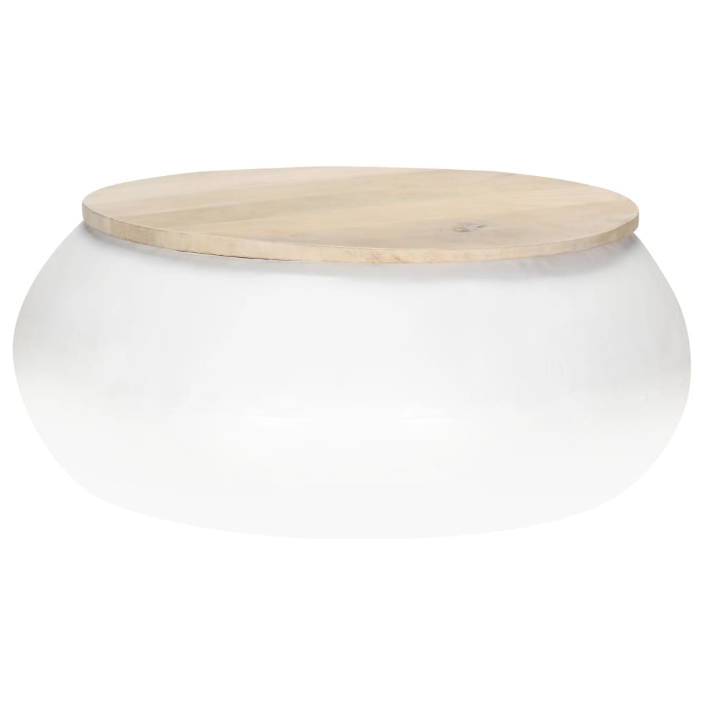 Coffee Table White 68x68x30 cm Solid Mango Wood