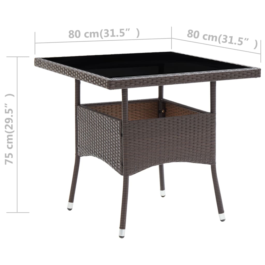 Outdoor Patio Square Poly Rattan Garden Dining Table With Glass Top Outside Tables