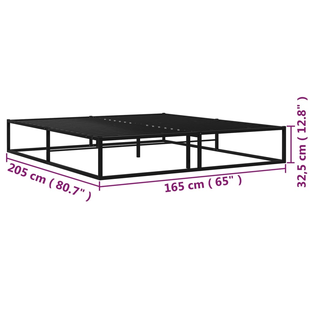Bed Frame without Mattress Black Metal 160x200 cm