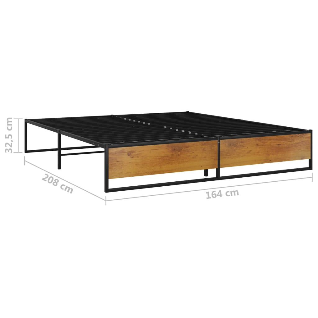 Bed Frame without Mattress Black Metal 160x200 cm