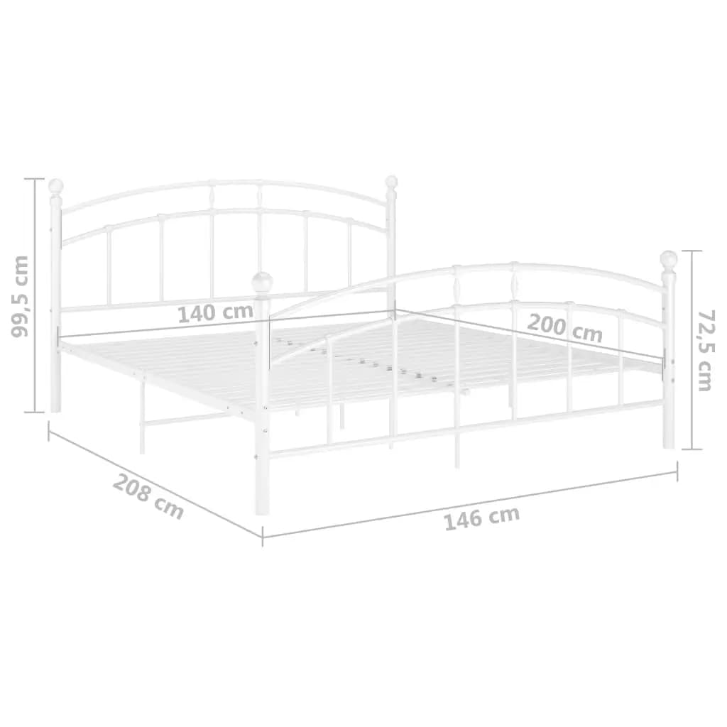 Bed Frame without Mattress White Metal 140x200 cm