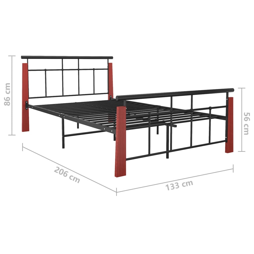 Bed Frame without Mattress Metal and Solid Oak Wood 120x200 cm