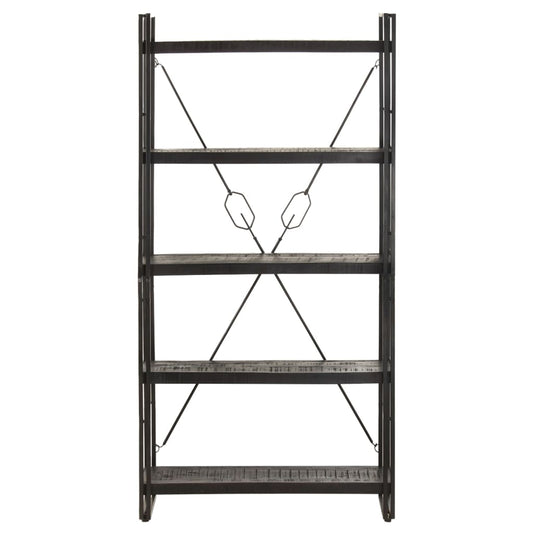 5-Tier Bookcase Black 90x30x180 cm Solid Mango Wood