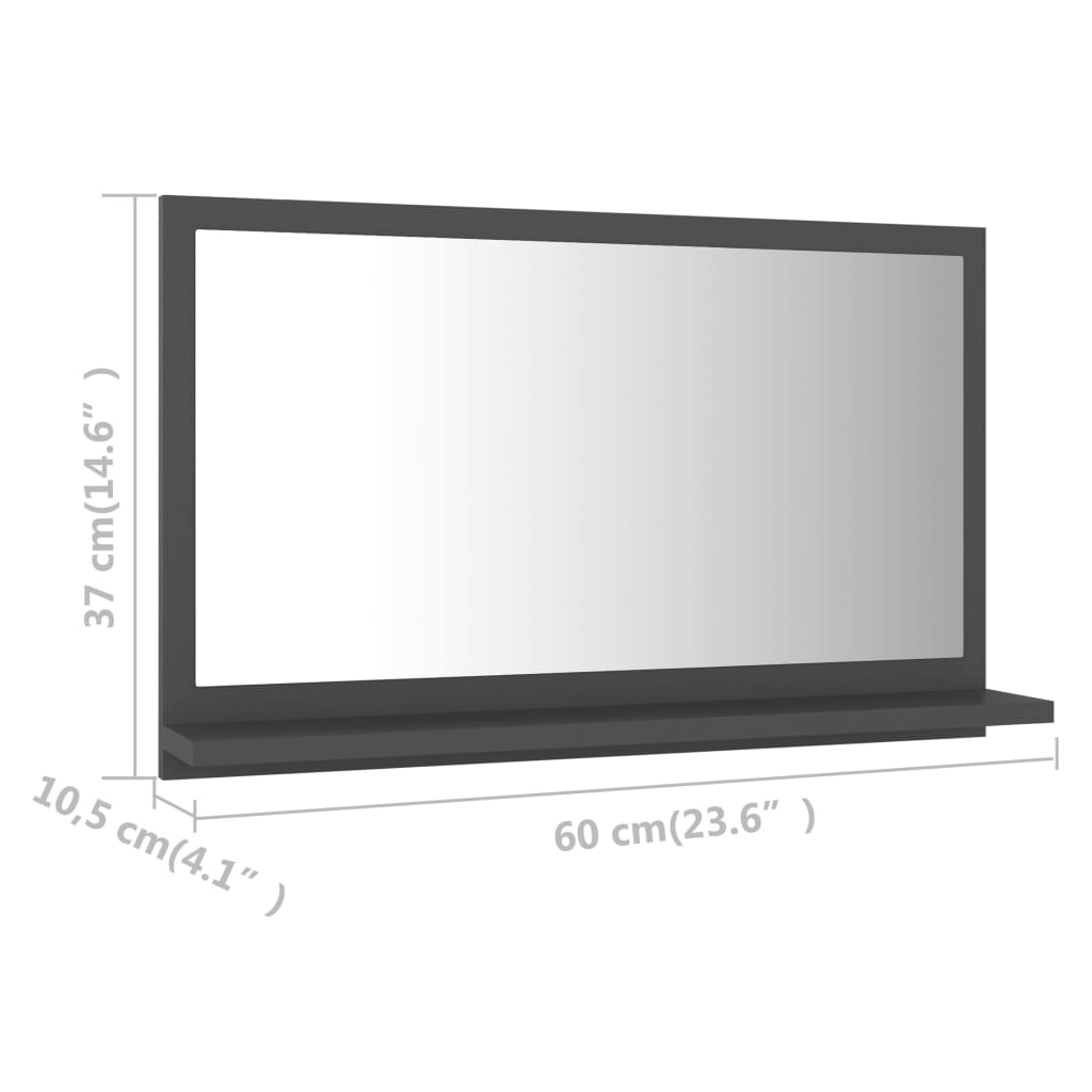 Bathroom Mirror Grey 60x10.5x37 cm Engineered Wood